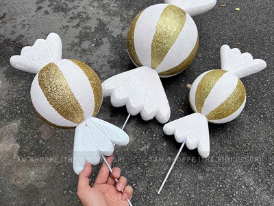 Mô hình kẹo mút tròn xoắn 2 đầu [Nhiều cỡ - Mút xốp] KEONGOT-03